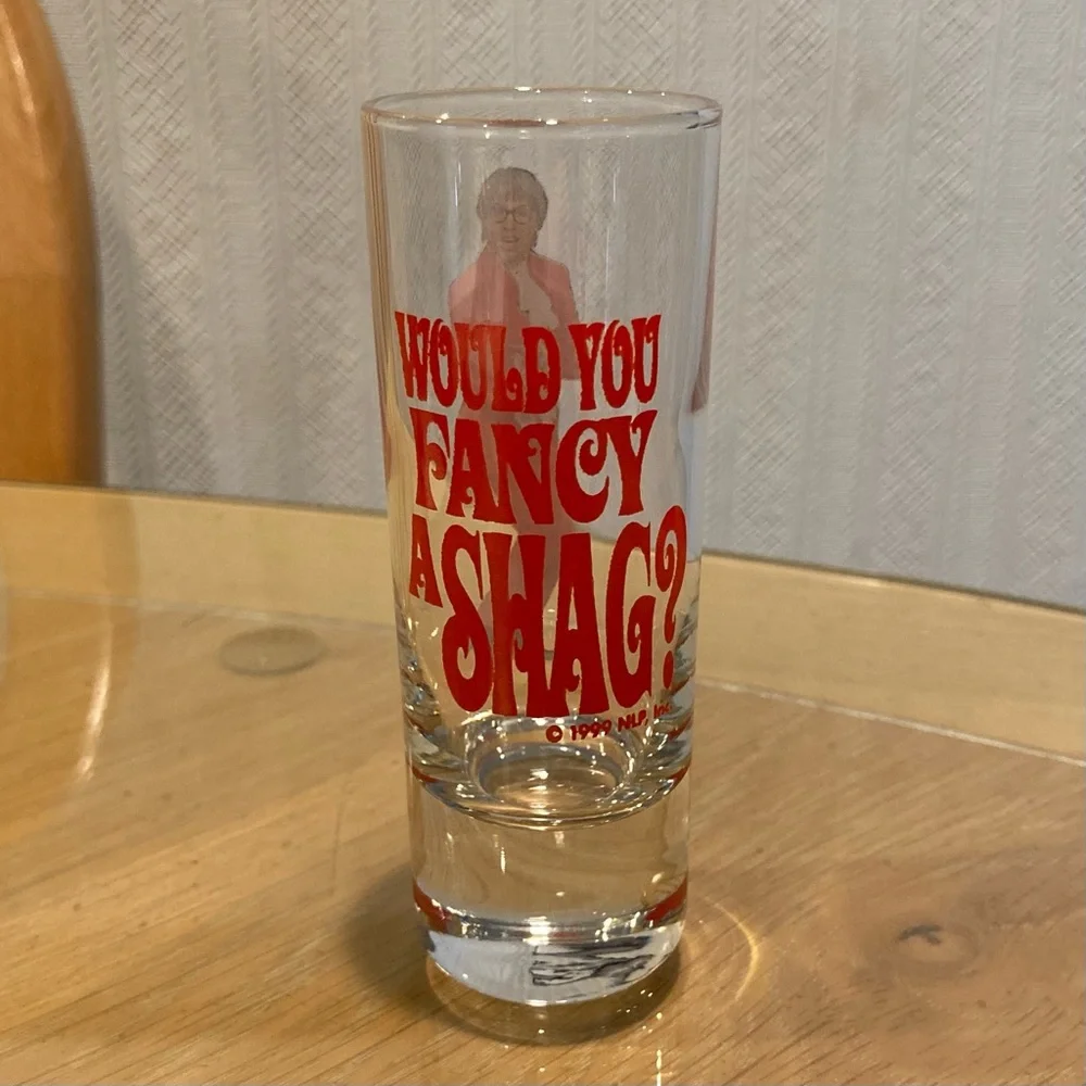 RARE 4 inch tall shot glass, “Austin Powers  The Spy Who Shagged Me”
